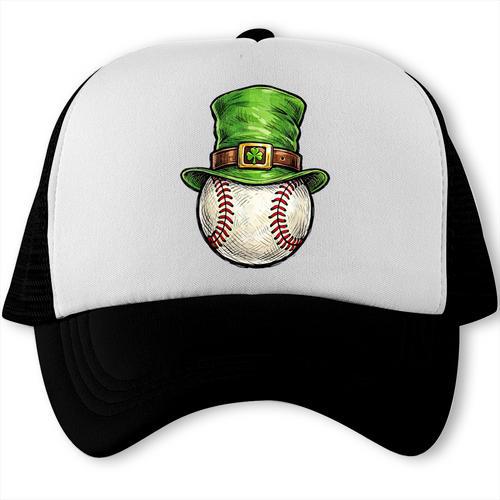 St Patricks Day Baseball Player Leprechaun Hat Men Boys Kids Trucker Cap - Sportilla
