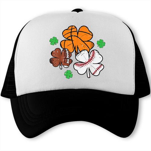 St Patricks Day Shamrock Basketball Baseball Men Boys Kids Trucker Cap - Sportilla
