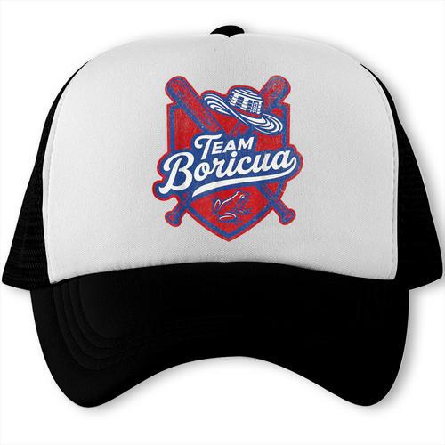Team Boricua Puerto Rico Baseball Coqui Frog Pava Hat Fan Trucker Cap - Sportilla