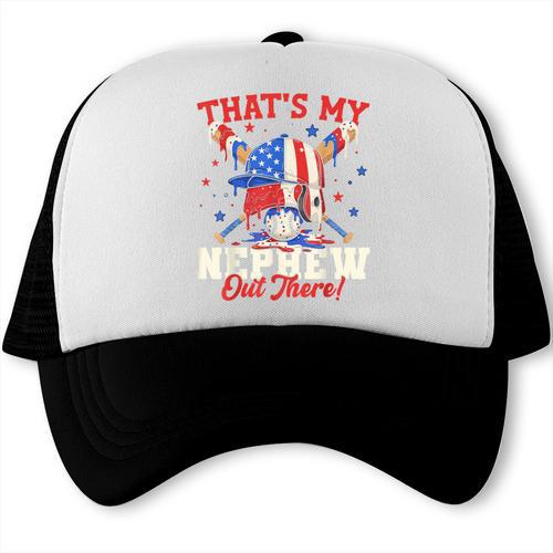 That's My Nephew Out There Baseball Cream Drip Crossed Bat Trucker Cap - Sportilla