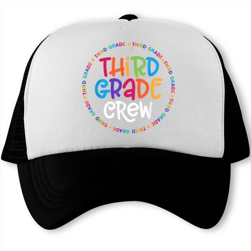 Third Grade Crew Back To School Matching Tee For 3rd Grade Trucker Cap - Savourry