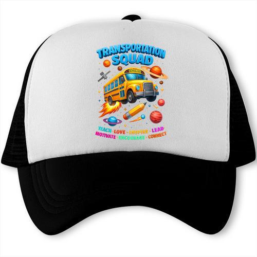 Transportation Squad School Bus Back To School Retro Trucker Cap - Savourry