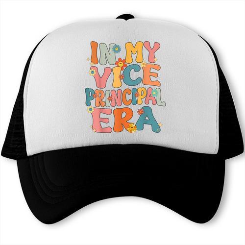 In My Vice Principal Era Groovy Back To School VicePrincipal Trucker Cap - Savourry