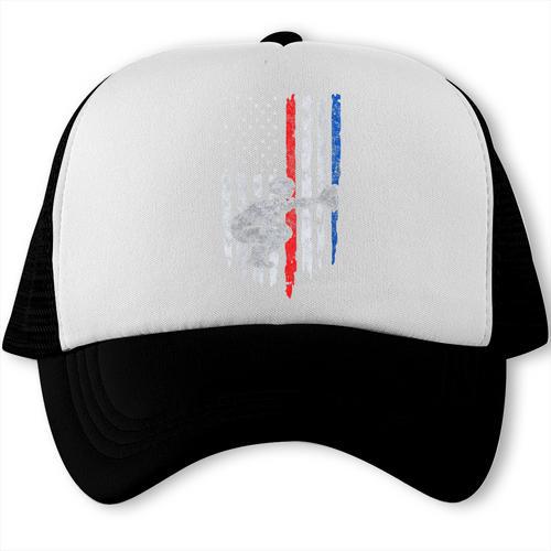 Vintage Baseball US Flag Tee Baseball Dad Player Coach Trucker Cap - Sportilla