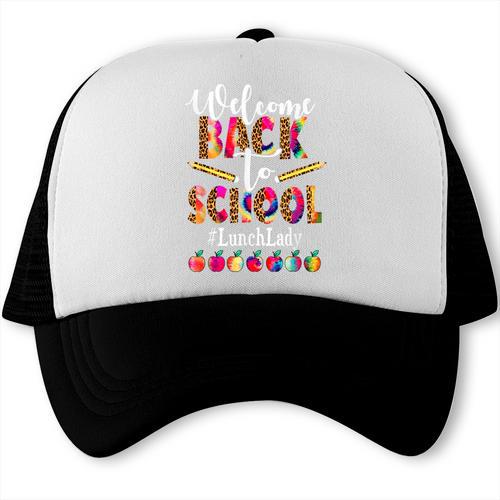 Welcome Back To School Lunch Lady Leopard On First Day Of School Trucker Cap - Savourry