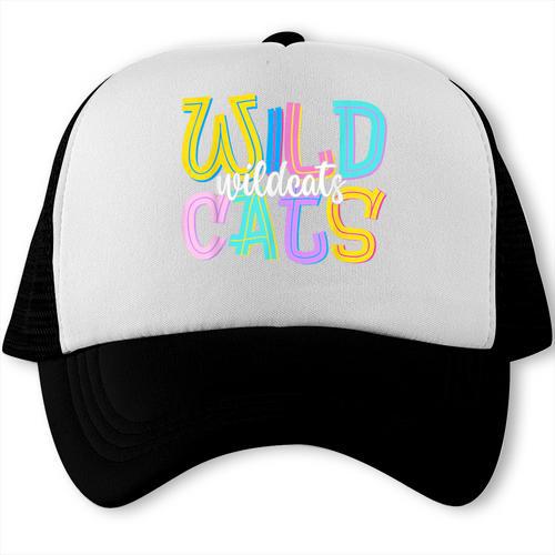 Wildcats School Spirit Groovy Back To School Girls Trucker Cap - Savourry