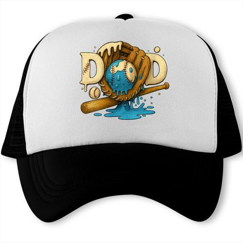 Women's Baseball Dad Illustration In Vintage Cream Colors Trucker Cap - Sportilla