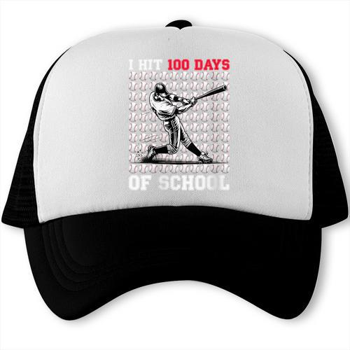 Women's I Hit 100 Days Of School Baseball 100th Day Boys Kids Trucker Cap - Sportilla