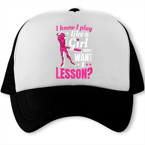 Women's Play Like A Girl Softball Baseball Girls Trucker Cap - Sportilla