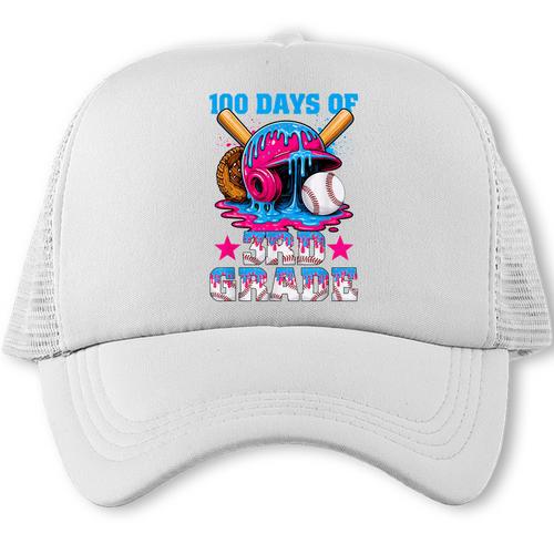 100 Days Of 3rd Grade Baseball 100th Day Of School Boys Kids Trucker Cap - Sportilla
