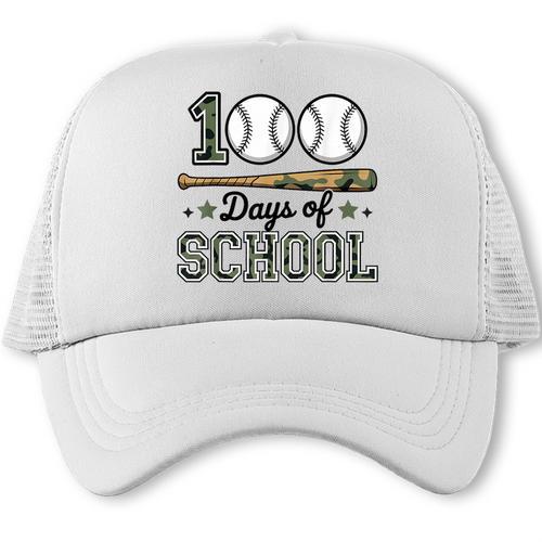 100 Days Of School Baseball Camo Boys School Teacher Trucker Cap - Sportilla