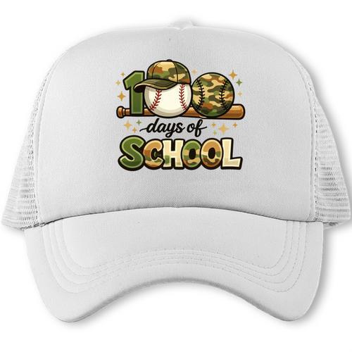 100 Days Of School Baseball Camo School Teacher Boy Trucker Cap - Sportilla