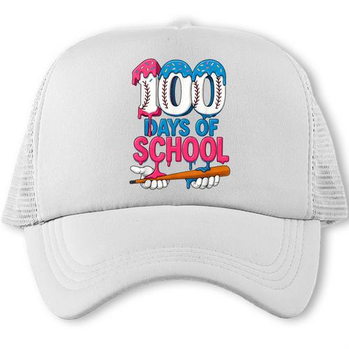 100 Days Of School Baseball Drip Bat 100th Day Of School Boy Trucker Cap - Sportilla