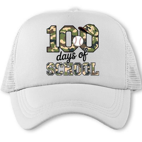 100 Days Of School Camo Baseball Camouflage For Kids Trucker Cap - Sportilla