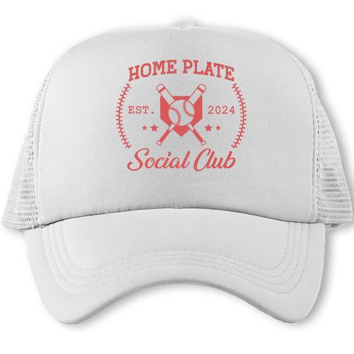 2024 Home Plate Social Club Softball Season Tee Baseball Mom Premium Trucker Cap - Sportilla