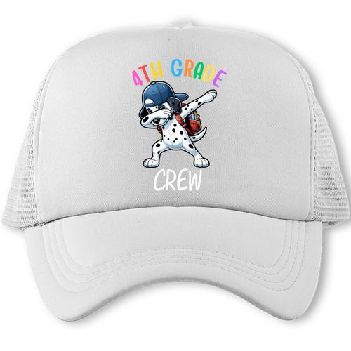4th Grade Crew Dalmatian Dog Dabbing Back To School Premium Tri-Blend Trucker Cap - Savourry
