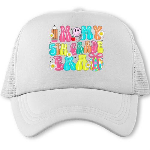 In My 5th Grade Era Coquette Bow Back To School Fifth Grade Trucker Cap - Savourry