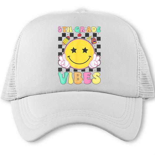 5th Grade Vibes Girls Smile Face Back To School Fifth Grade Trucker Cap - Savourry