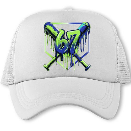 67 Baseball Drip Effect Urban Tee Style 6-7 Meme Graphic Premium Tri-Blend Trucker Cap - Sportilla