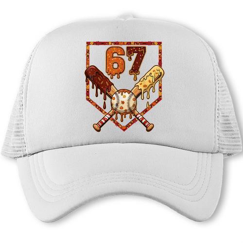 67 Baseball Drip Thanksgiving Six Seven Boys Teens Kids Trucker Cap - Sportilla
