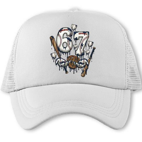 67 Baseball Six Seven Baseball 6 7 Kids Boys Girls Premium Tri-Blend Trucker Cap - Sportilla