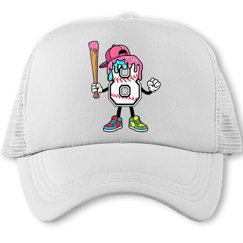 8th Birthday Baseball Ice-Cream Drip 8 Years Old Boys Girls Trucker Cap - Sportilla