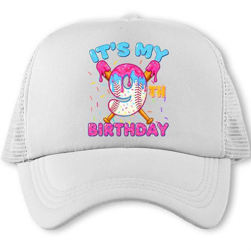 9th Birthday Baseball 9 Year Old Ice Cream Drip Boy Baseball Premium Tri-Blend Trucker Cap - Sportilla