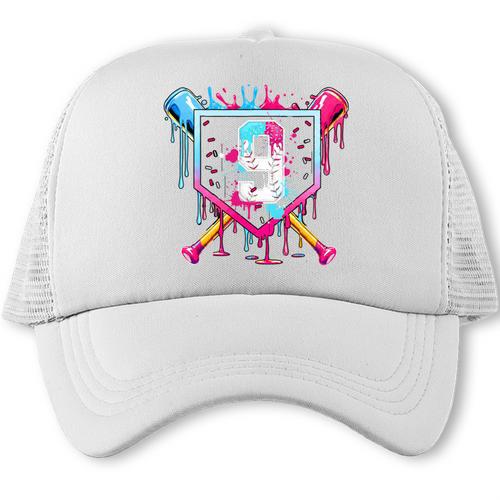 9th Birthday Boys Baseball Ice Cream Drip Boys Baseball Trucker Cap - Sportilla