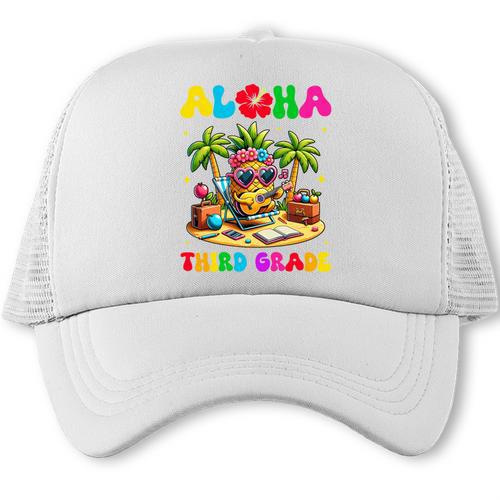 Aloha Third Grade Pineapple Hawaii Back To School Kids Girl Performance Trucker Cap - Savourry