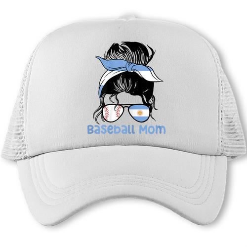 Argentina Baseball Mom Messy Bun Trucker Cap - Sportilla