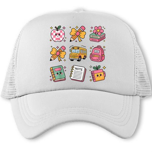 Back To School Coquette Bow First Day Of School Toddler Girl Trucker Cap - Savourry