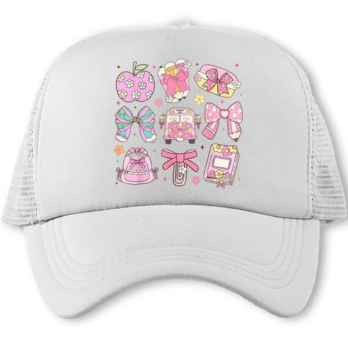 Back To School Coquette Bow Pencil School Students Girls Trucker Cap - Savourry