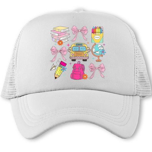 Back To School Coquette School Bus Pencil Trucker Cap - Savourry