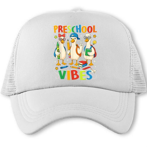 Back To School Cute Goose Preschool Vibes Girls Boys Trucker Cap - Savourry