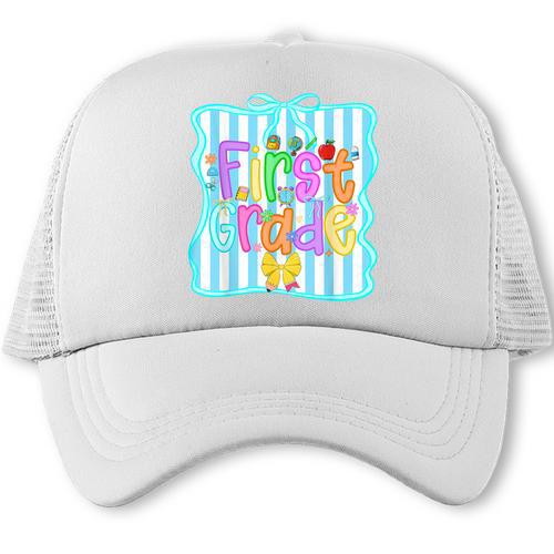 Back To School First Grade For Teen Girls Bow 1st Grade Kids Trucker Cap - Savourry