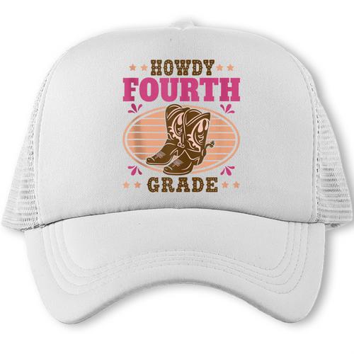 Back To School Howdy Fourth Grade Girls Trucker Cap - Savourry