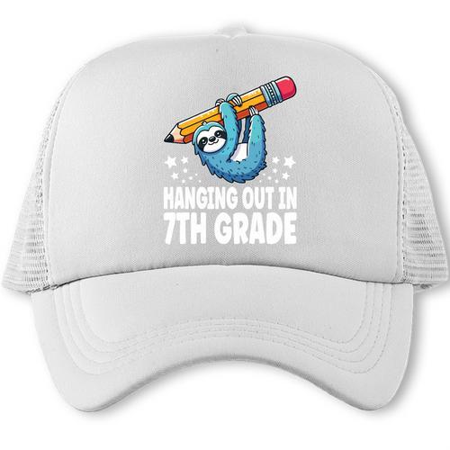 Back To School Seventh Grade Sloth Hanging Out In 7th Grade Performance Trucker Cap - Savourry