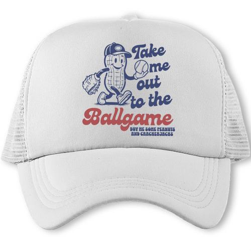 Take Me Out To The Ball Game Retro Peanuts Baseball Sports Trucker Cap - Sportilla