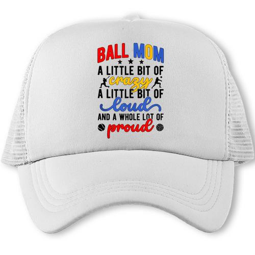 Ball Mom Proud Volleyball Baseball Mom Trucker Cap - Sportilla