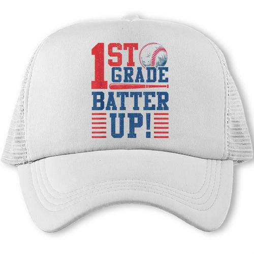 Baseball 1st Grade Back To School 1st Grade Batter Up Trucker Cap - Savourry