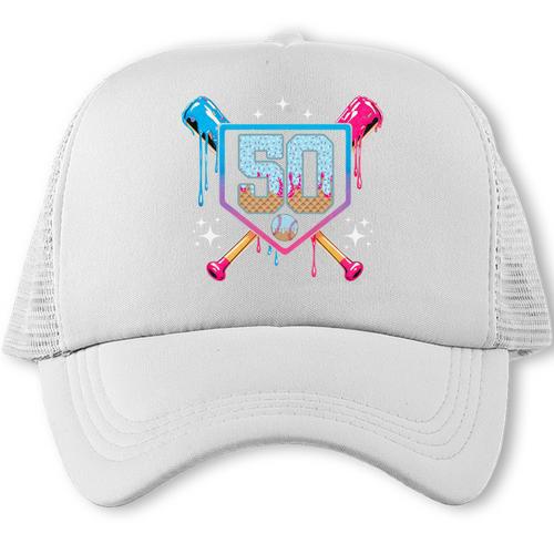 Baseball 50 Year Old Ice Cream Drip 50th Birthday Number 50 Trucker Cap - Sportilla
