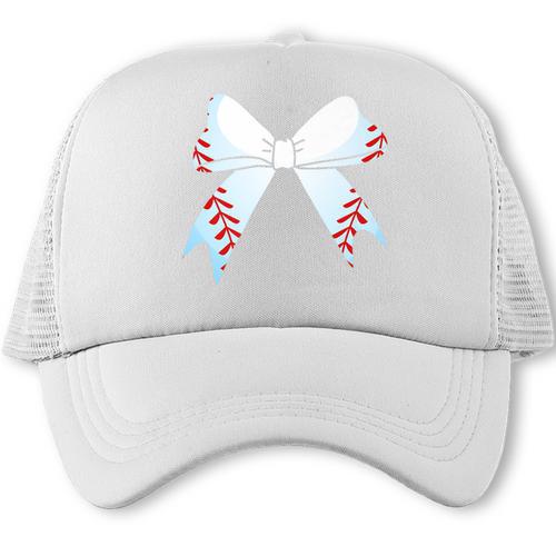 Baseball Bow Baseball Mom Women Baseball Mama Premium Trucker Cap - Sportilla
