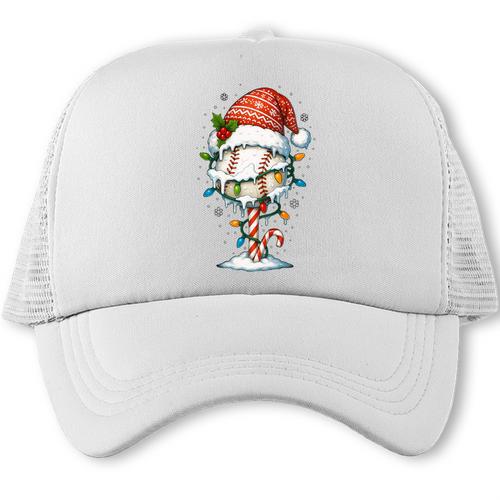 Baseball Christmas Ball Hat Snow Winter Premium Tri-Blend Trucker Cap - Sportilla