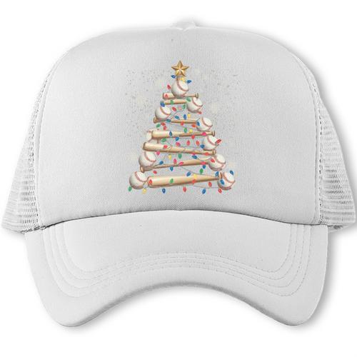 Baseball Christmas Tree Light Xmas Tees Boys Kids Men Trucker Cap - Sportilla