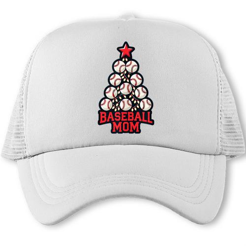 Baseball Christmas Tree Proud Baseball Mom Tee Trucker Cap - Sportilla