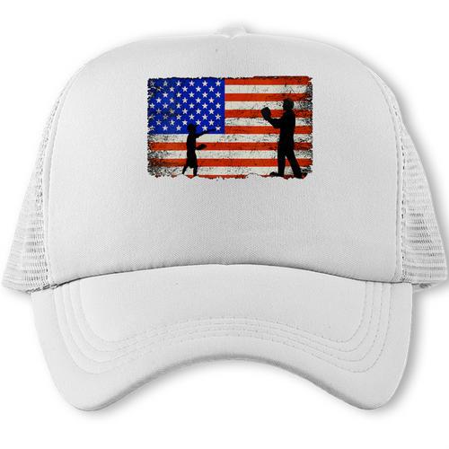 Baseball Coach Baseball Dad American Flag Trucker Cap - Sportilla