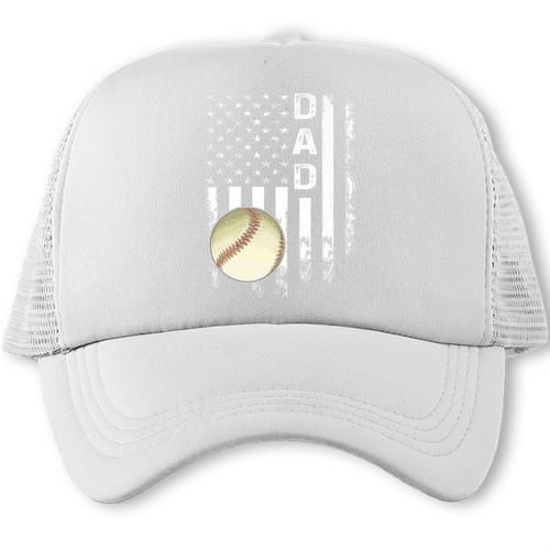 Baseball Dad America Flag Vintage Christmas Xmas Premium Trucker Cap - Sportilla