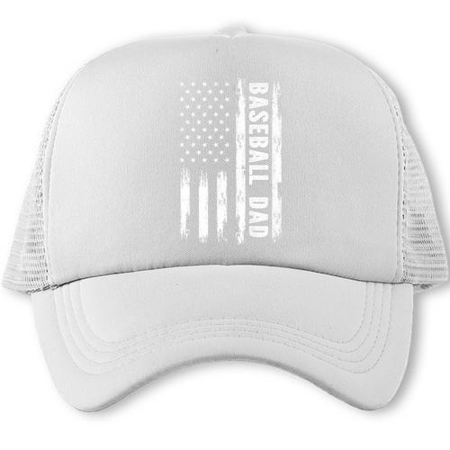 Baseball Dad American Flag Grunge Retro Vintage Father Premium Trucker Cap - Sportilla