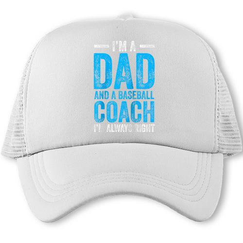 Baseball Dad Coach Father's Day Raglan Baseball Tee Trucker Cap - Sportilla