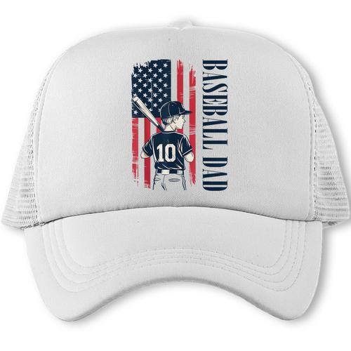 Baseball Dad Flag Tee I Raised Mine Ballpark Dad Trucker Cap - Sportilla